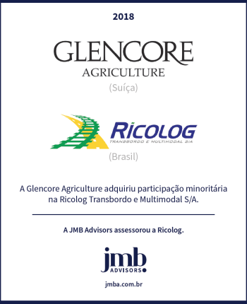 A Glencore Agriculture adquiriu participação minoritária na Ricolog Transbordo e Multimodal S/A.