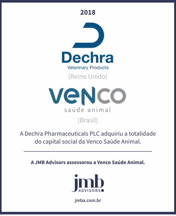 Dechra Pharmaceuticals PLC adquiriu a totalidade do capital social da Venco Saúde Animal.