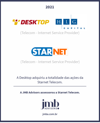 A Desktop adquiriu a totalidade das ações da Starnet Telecom