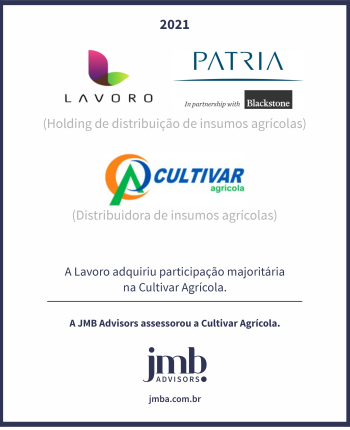 A Lavoro assinou acordo para aquisição de participação majoritária na Cultivar Agrícola.